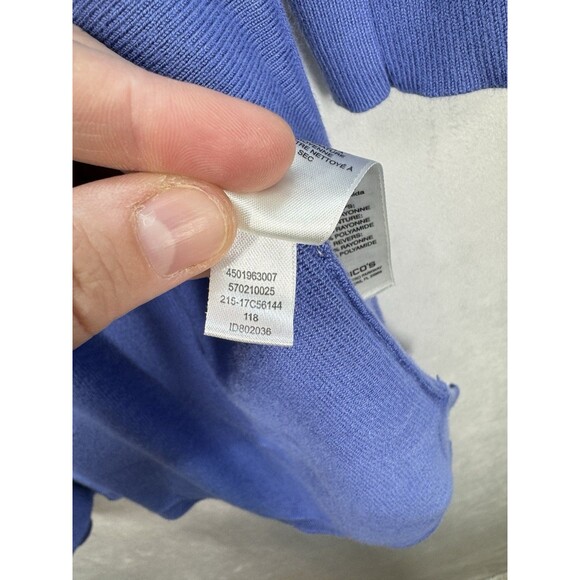 Chicos Open Front Cardigan Womens 2/Large Blue 1/2 Sleeve Duster Sweater Classic - Picture 5 of 10